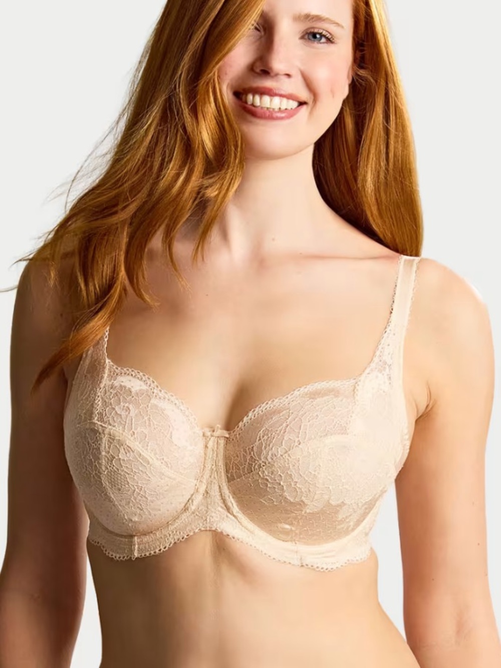 PANACHE Clara Side Support Bra in Chai Full Lace US 32J, or UK 32GG Shiny Silky